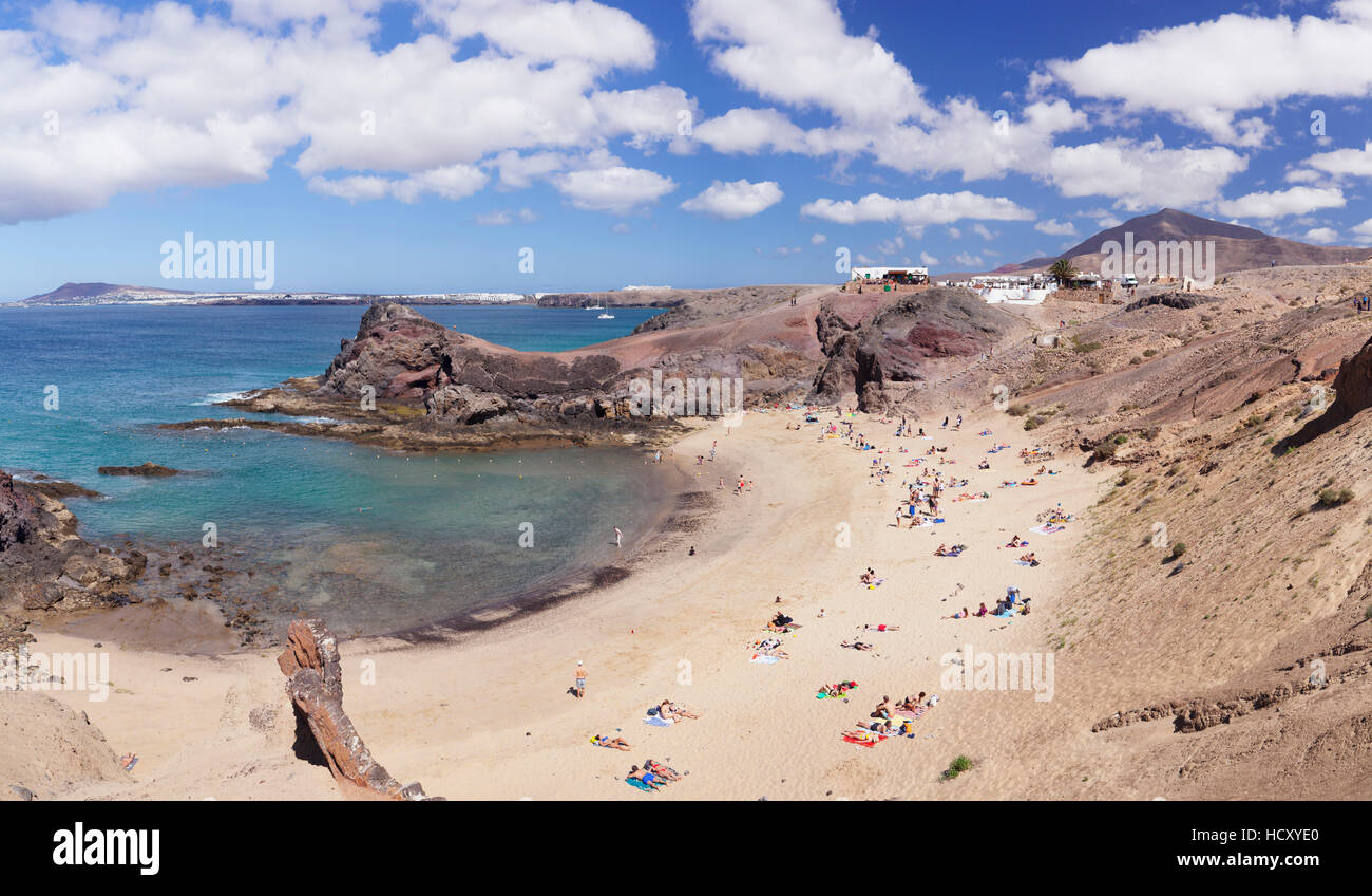 Playa Papagayo-Strand in der Nähe von Playa Blanca, Lanzarote, Kanarische Inseln, Spanien, Atlantik Stockfoto
