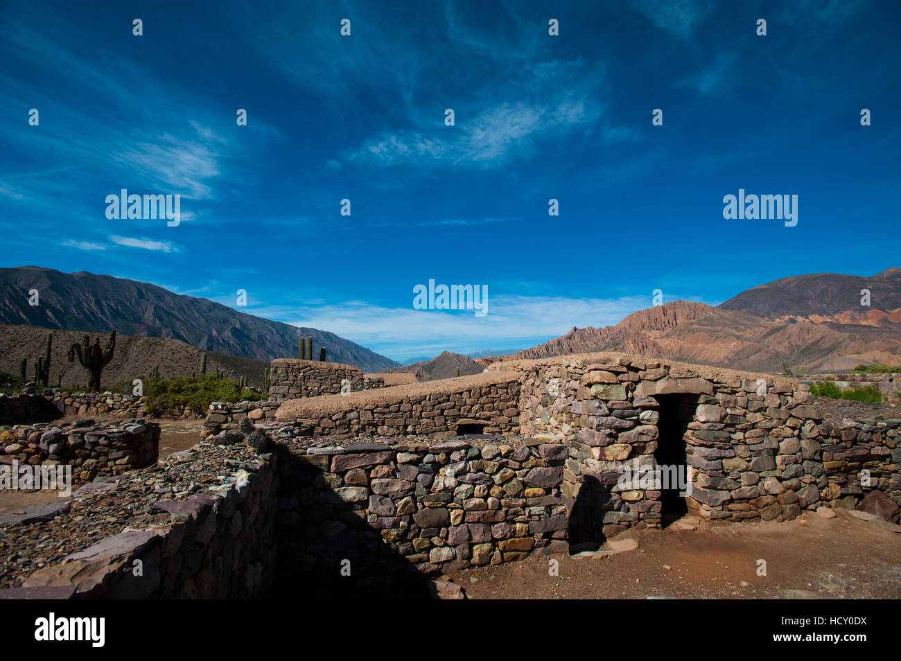 Einer der alten Pre-Inka Häuser am Pucara de Tilcara, Provinz Jujuy, Argentinien Stockfoto