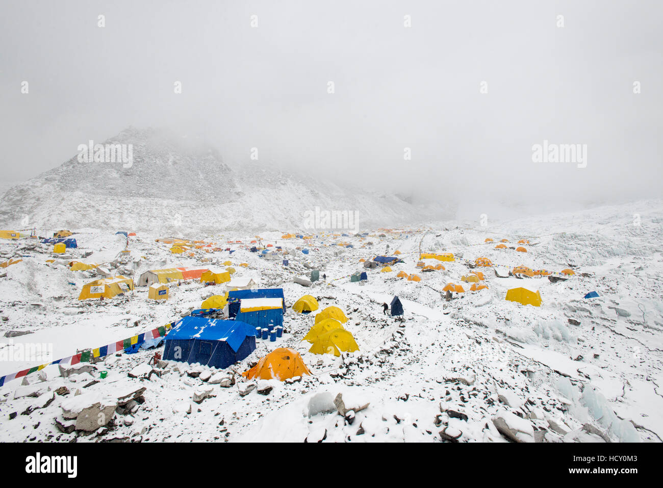 Everest Base Camp am Ende des Khumbu-Gletschers liegt bei 5350m, Khumbu-Region, Nepal Stockfoto