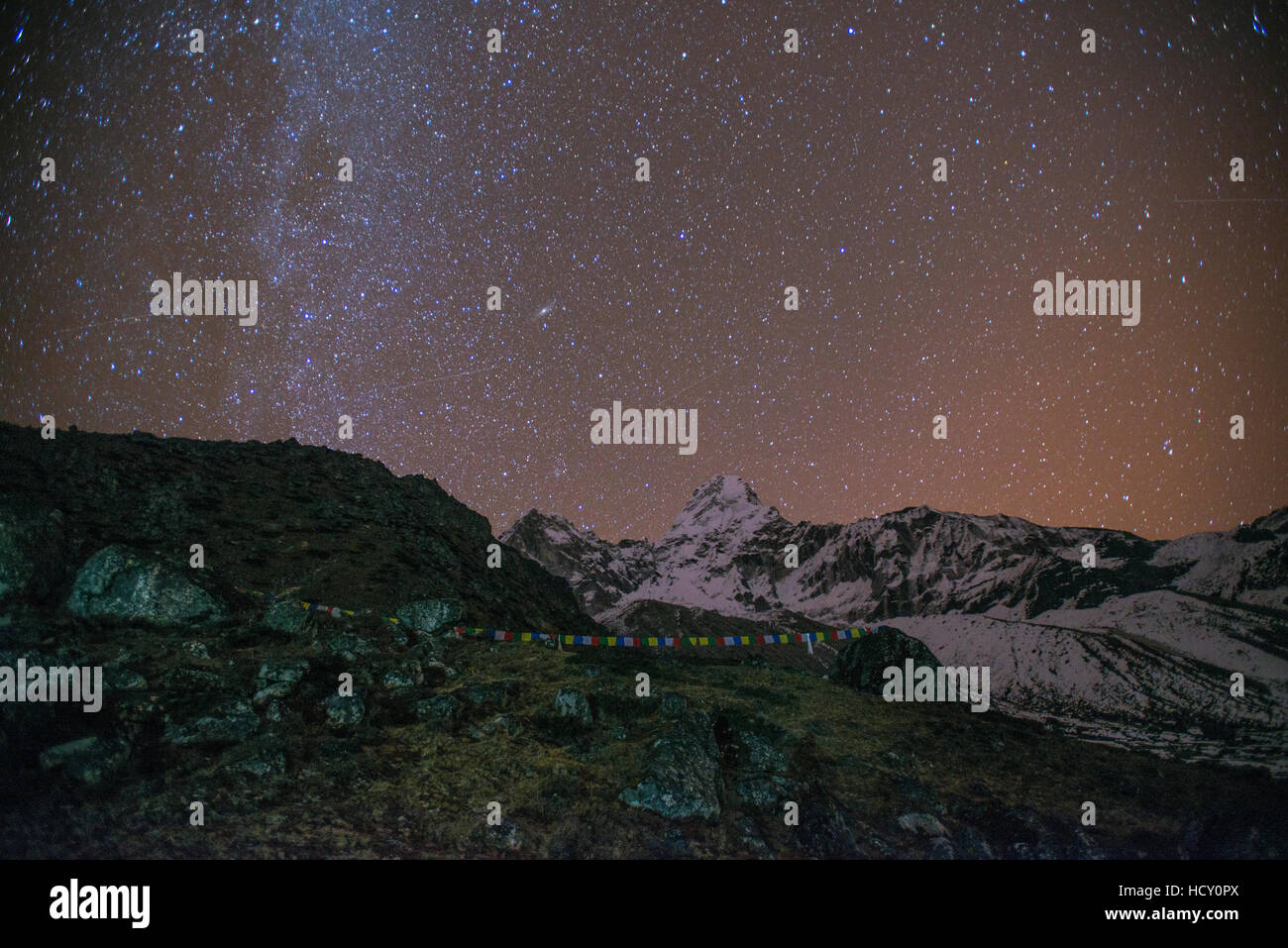 Ama Dablam Basislager in der Nacht, Region Khumbu, Nepal Stockfoto