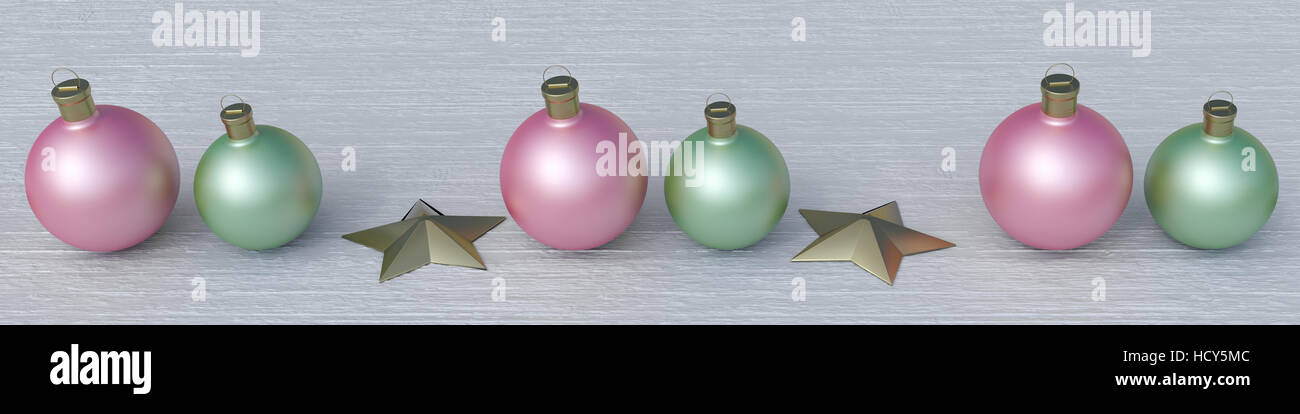 sechs Weihnachtskugeln, fotorealistische Computergrafik Stockfoto
