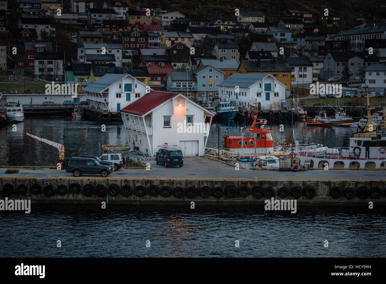 Honningsvag, nördlichste Siedlung in Norwegen. Stockfoto