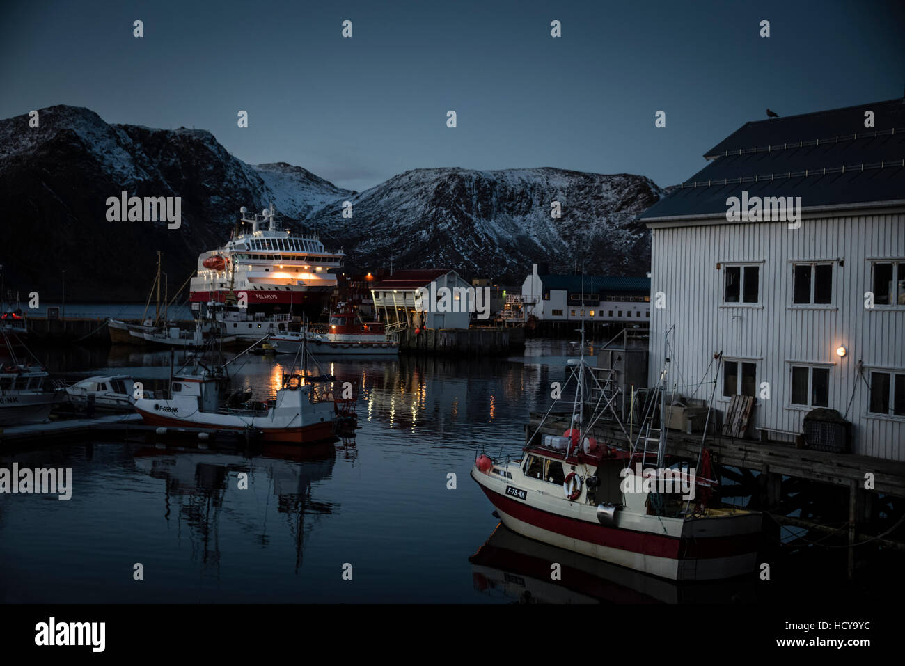 Honningsvag, nördlichste Siedlung in Norwegen. Stockfoto