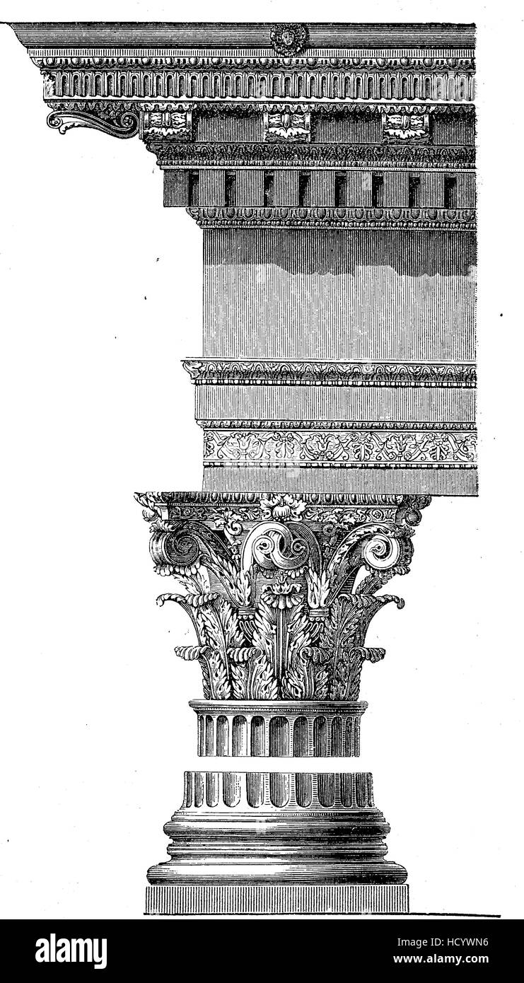 Korinthische Kapitell aus dem Pantheon in Rom, die Geschichte des antiken Rom, Römisches Reich, Italien Stockfoto