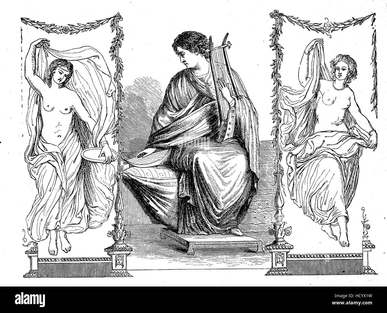 Wissenschaft und Poesie, ein Symbol aus dem alten Rom, 100 v. Chr., die Geschichte des antiken Rom, Römisches Reich, Italien Stockfoto