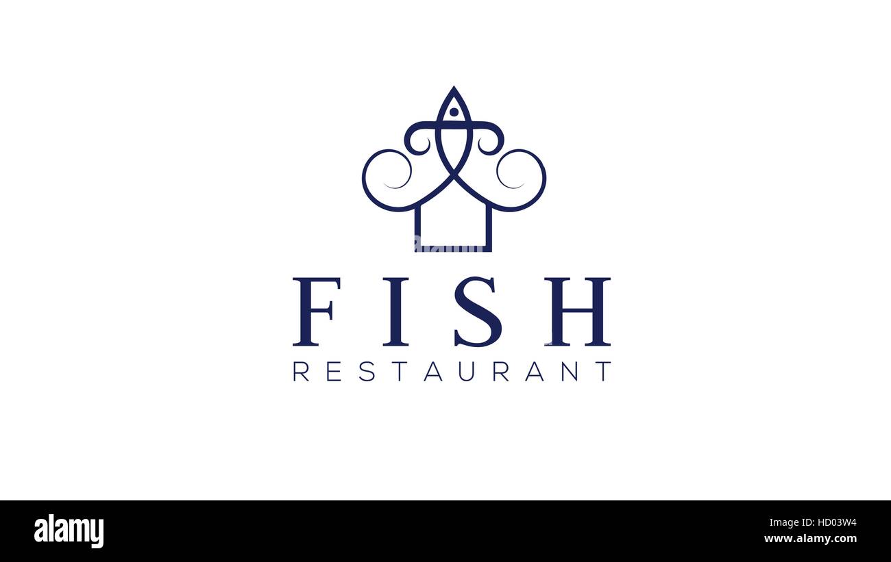 Fisch-Restaurant-Vektor-Logo-Design-Vorlage Stock Vektor