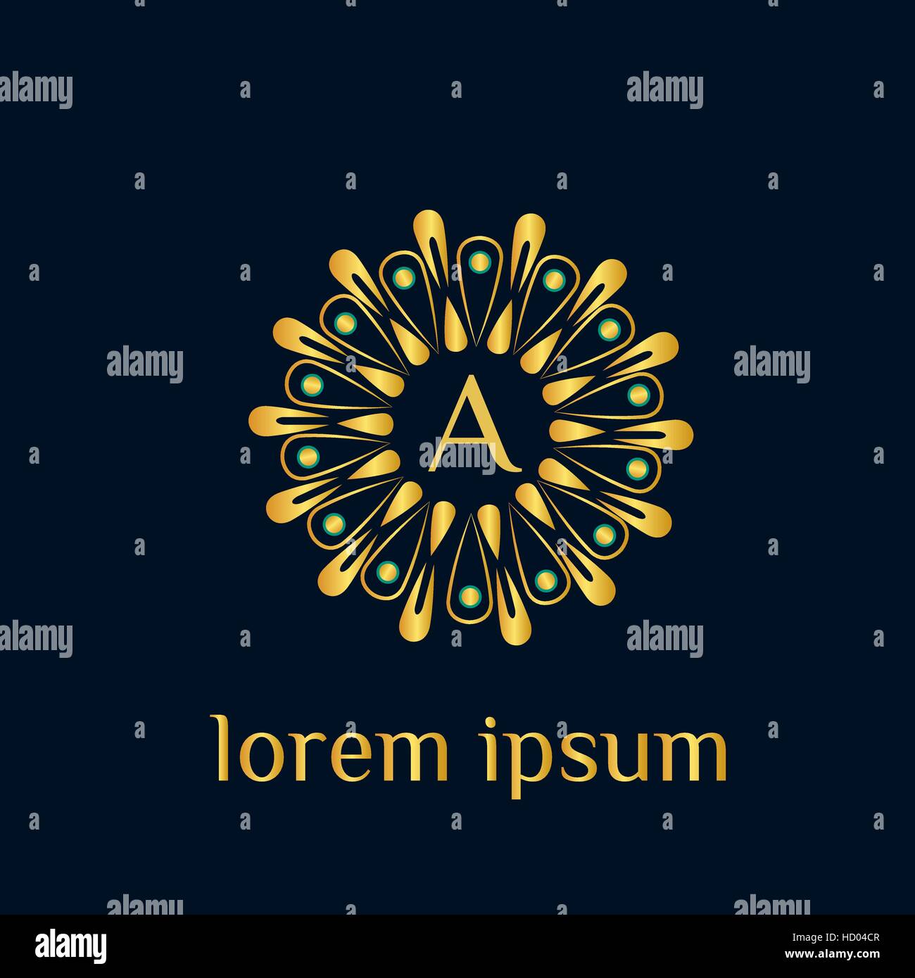 Logo Vorlage Vektor darstellt, Kranz und dem Buchstaben A.  Nest-lineare Vektor-Illustration mit Monogramm Stock Vektor