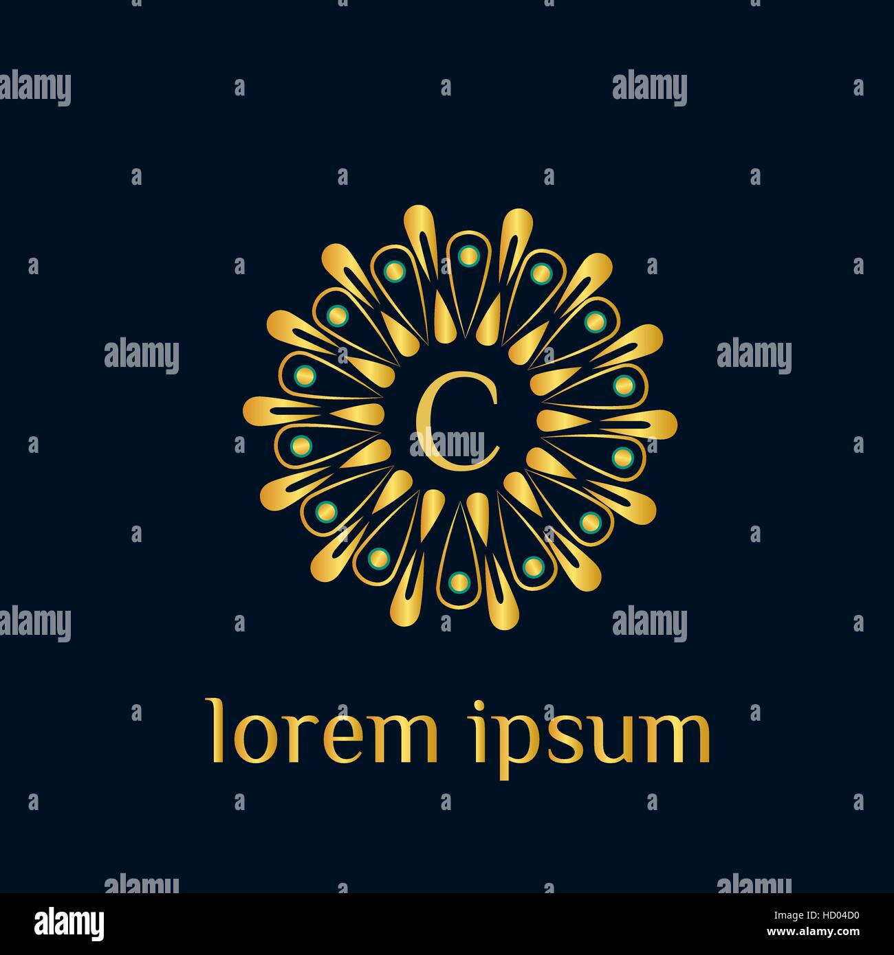 Logo Vorlage Vektor darstellt, Kranz und den Buchstaben C. Nest linearer Vektor-Illustration mit Monogramm Stock Vektor