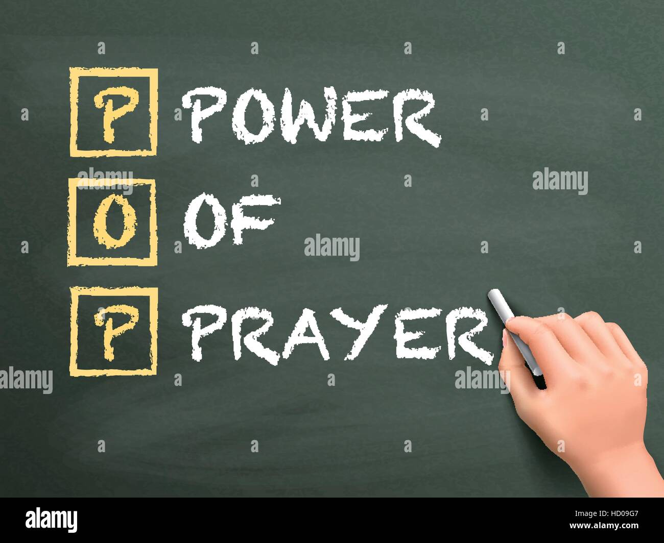 Kraft des Gebets auf Tafel von Hand geschrieben Stock Vektor