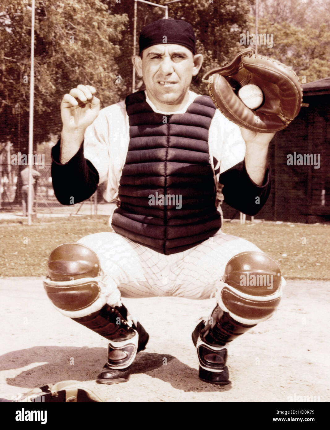 Yogi Berra, New York Yankees Fänger von 1946-63 (1950er Jahre Foto) Stockfoto