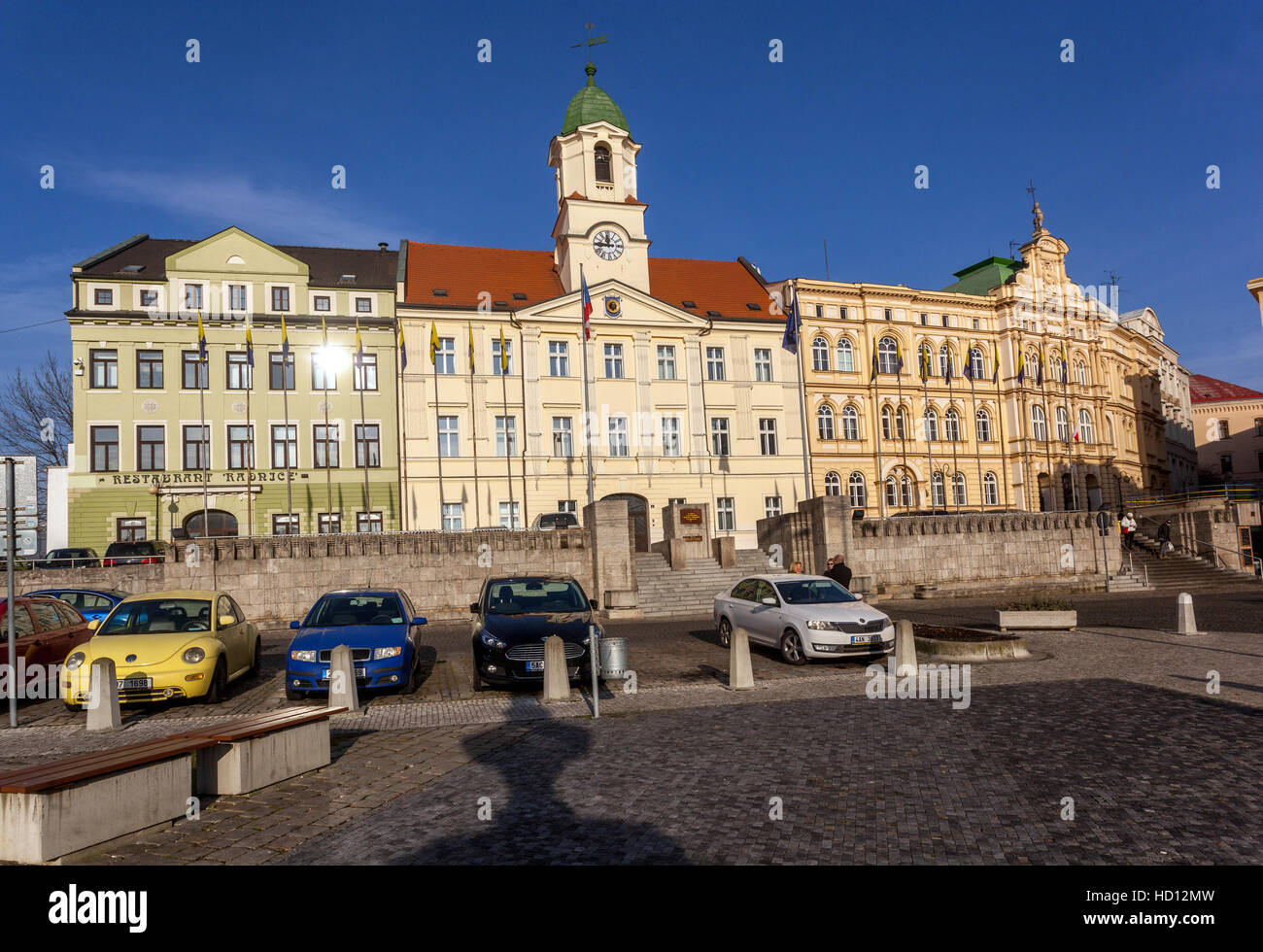 Rathaus, Teplice V Cechach, Kurort, Nord-Böhmen, Tschechische Republik Stockfoto