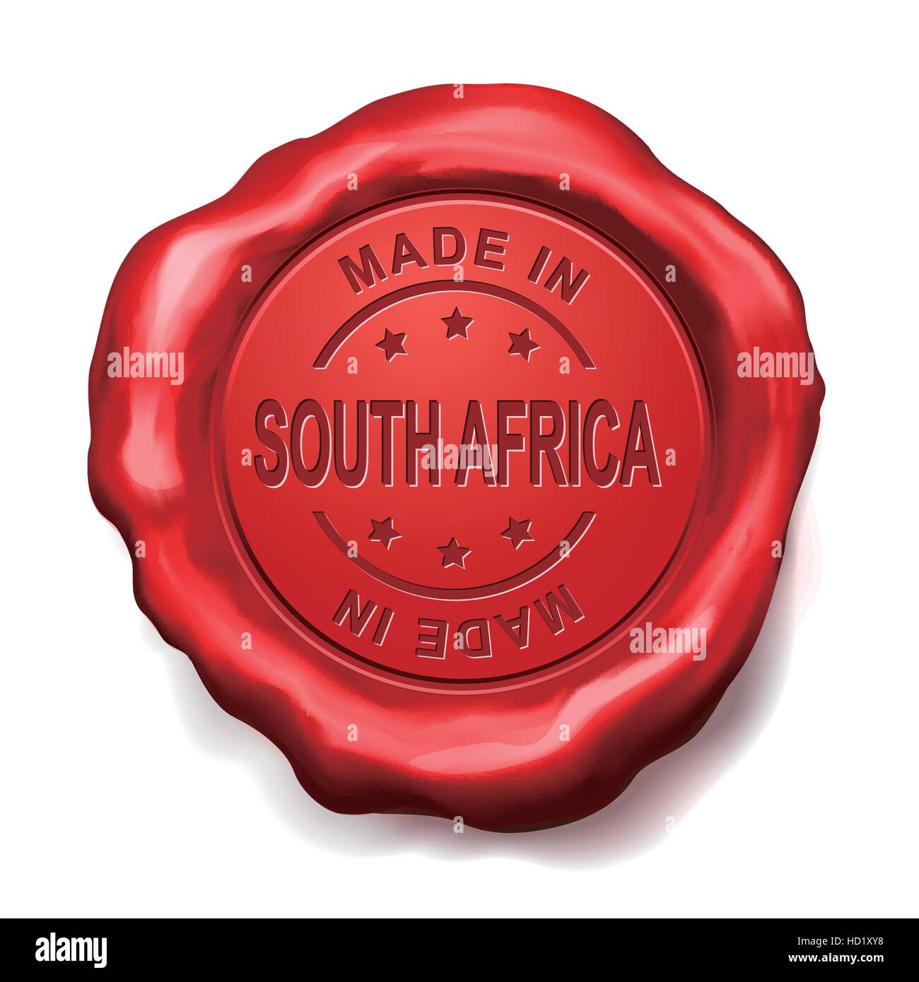 in Südafrika Siegel aus rotem Wachs über weißem Hintergrund gemacht Stock Vektor