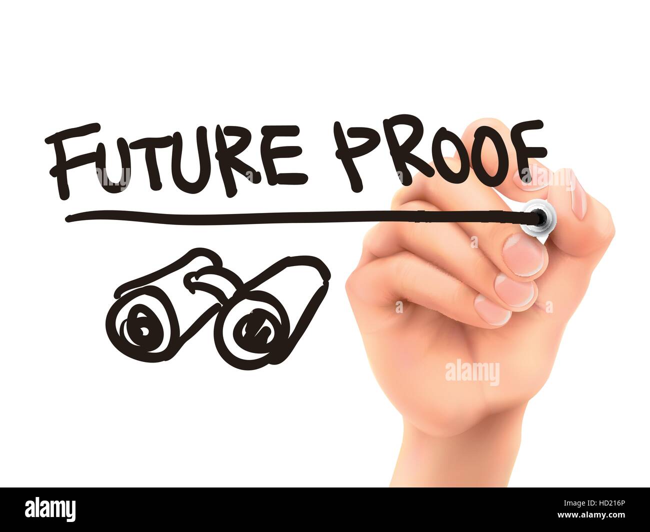 zukünftige Beweis Worte geschrieben von 3d Hand auf weißem Hintergrund Stock Vektor
