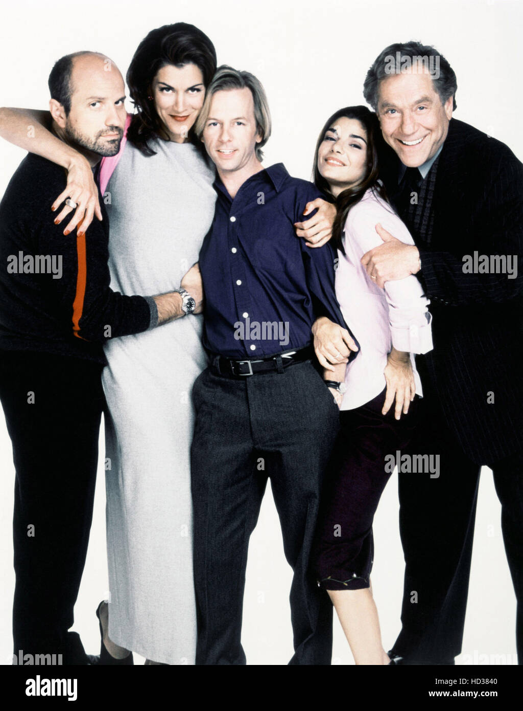 JUST SHOOT ME, l-r: Enrico Colantoni, Wendie Malick, David Spade, Laura San Giacomo, George Segal, (Staffel 4), 1997-2003 © Stockfoto