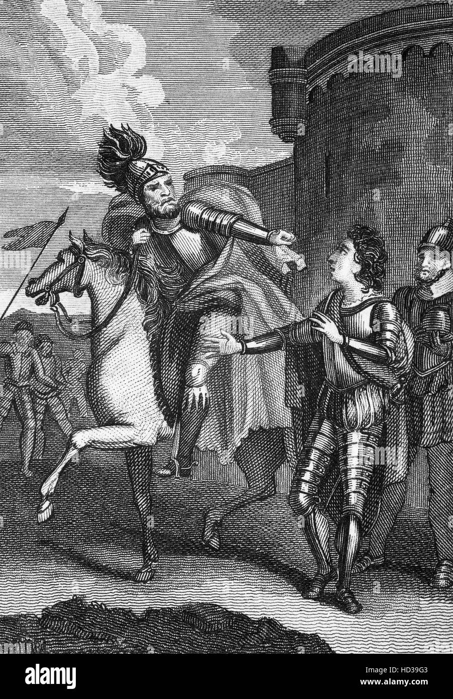 In späten 1077 oder frühen 1078 kam es zu Spannungen zwischen William der Eroberer und sein ältester Sohn, Robert. Offenbar begann als ein Streit zwischen Robert und seine zwei jüngeren Brüder, fühlte William und Henry ist es viel wahrscheinlicher, dass Robert mich machtlos. Stockfoto