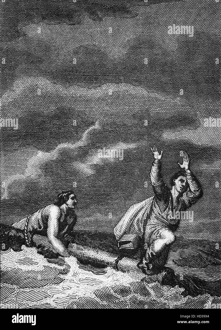 Der Tod von Thomas FitzStephen, war Kapitän ill-fated "White" mit William Aethling, einziger Sohn von Henry I, die am 25 November 1120 vor Barfleur, Normandie, sank. Stockfoto