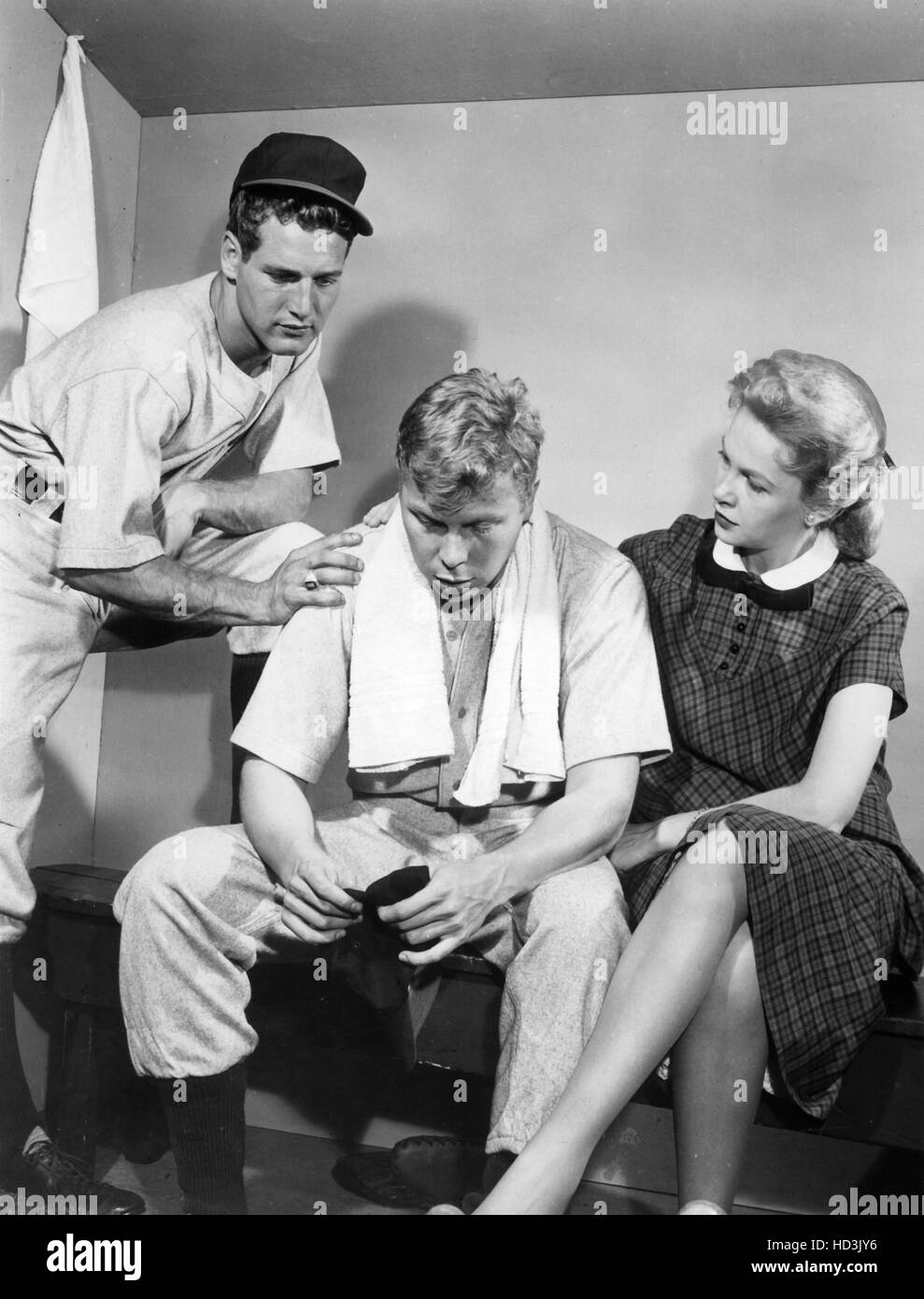 BANG THE DRUM langsam, Paul Newman, Albert Salmi, Georgann Johnson, 1956 Stockfoto