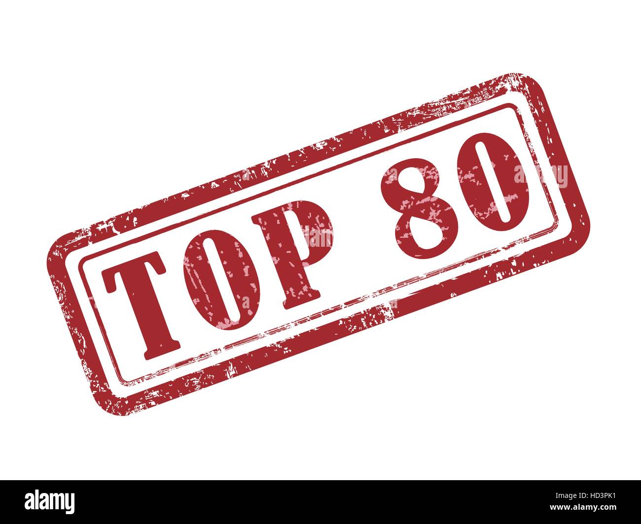 Stempel Top 80 in rot auf weißem Hintergrund Stock Vektor