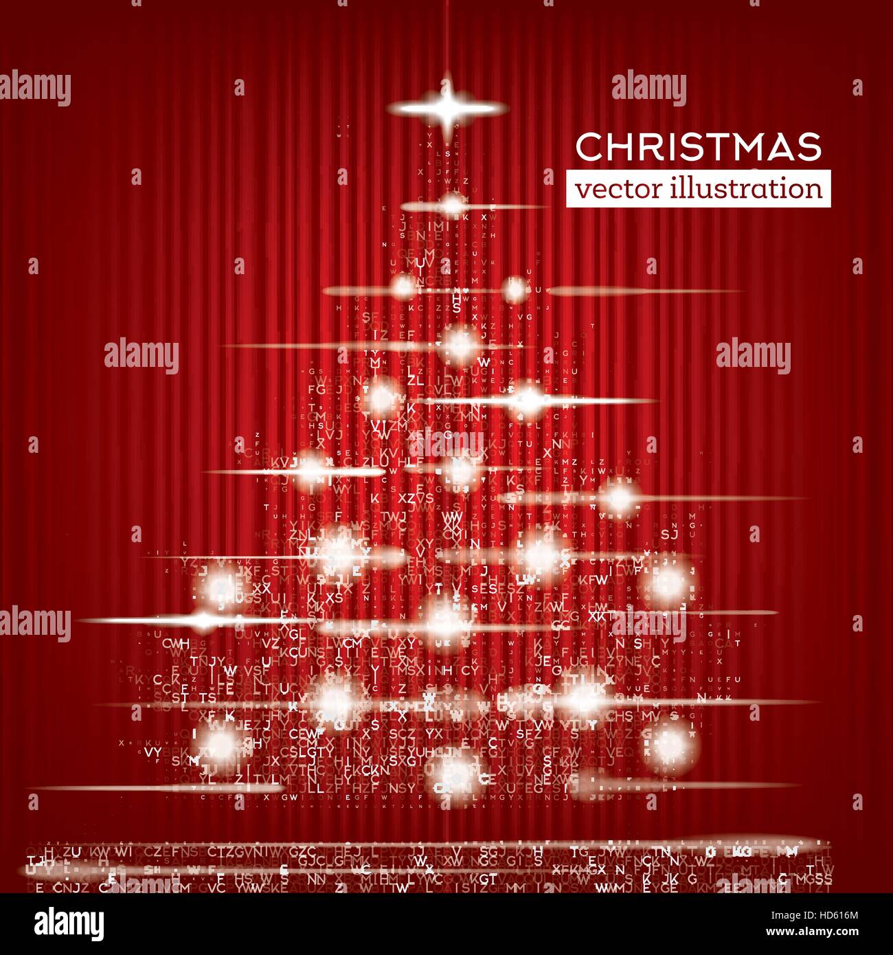 Weihnachtsbaum aus Briefen und Neonlichter gemacht. Vektor-Illustration. Neujahr-Konzept. Stock Vektor