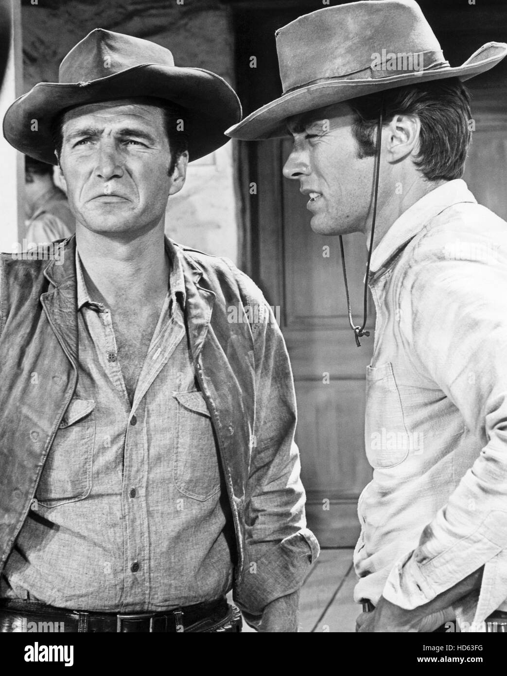 Rohleder Eric Fleming Clint Eastwood Storung Am Rio Salado Staffel 4 29 September 1961 Ausgestrahlt 1959 66 Stockfotografie Alamy
