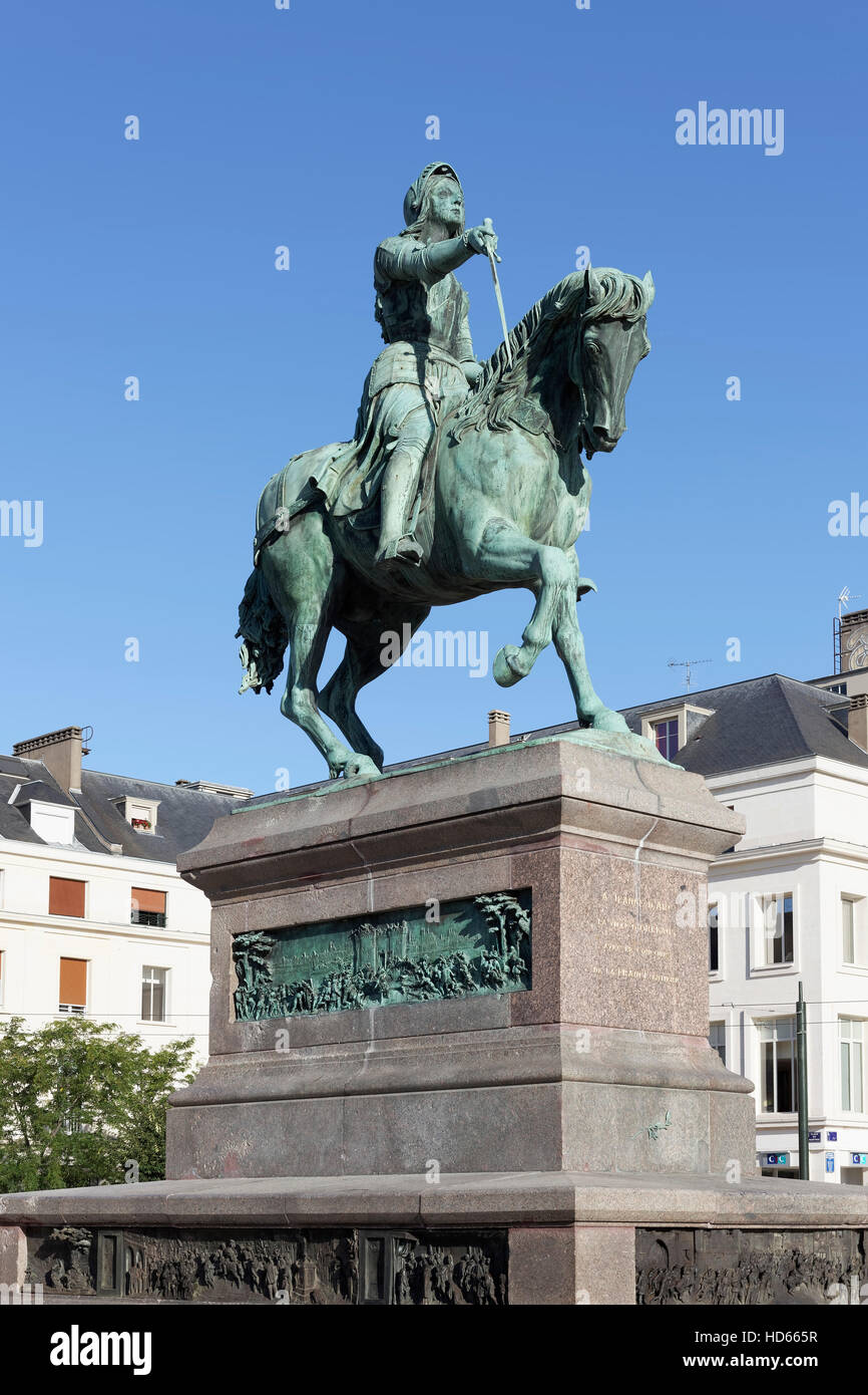 Joan of Arc Monument, Reiterstandbild, Place du Martroi, Orléans, Centre-Val de Loire, Frankreich Stockfoto