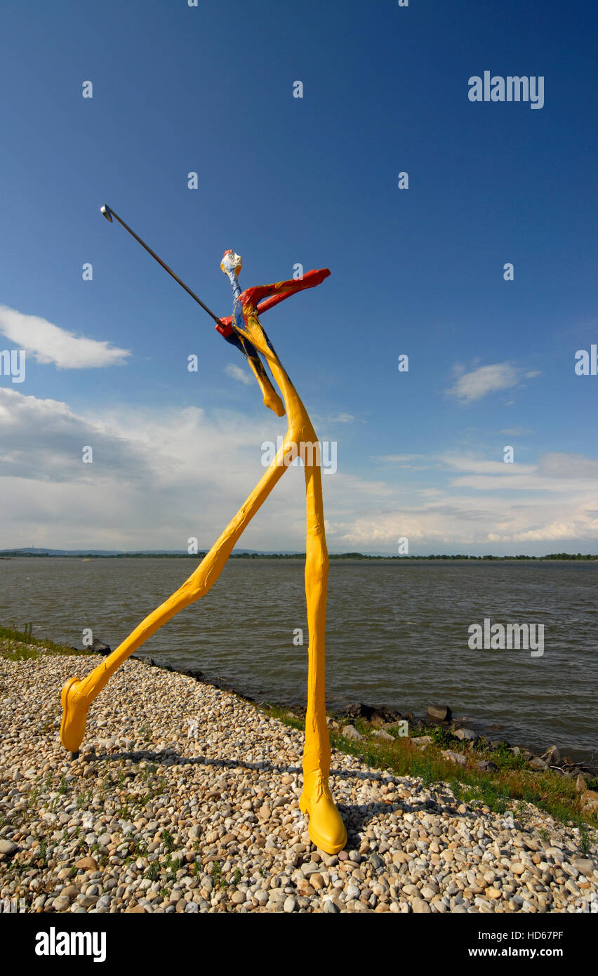 Golf-Spieler-Statue am Danubiana Gallery of Modern Art, Meulensteen Art Museum, Cunovo, Bratislava, Slowakei, Europa Stockfoto