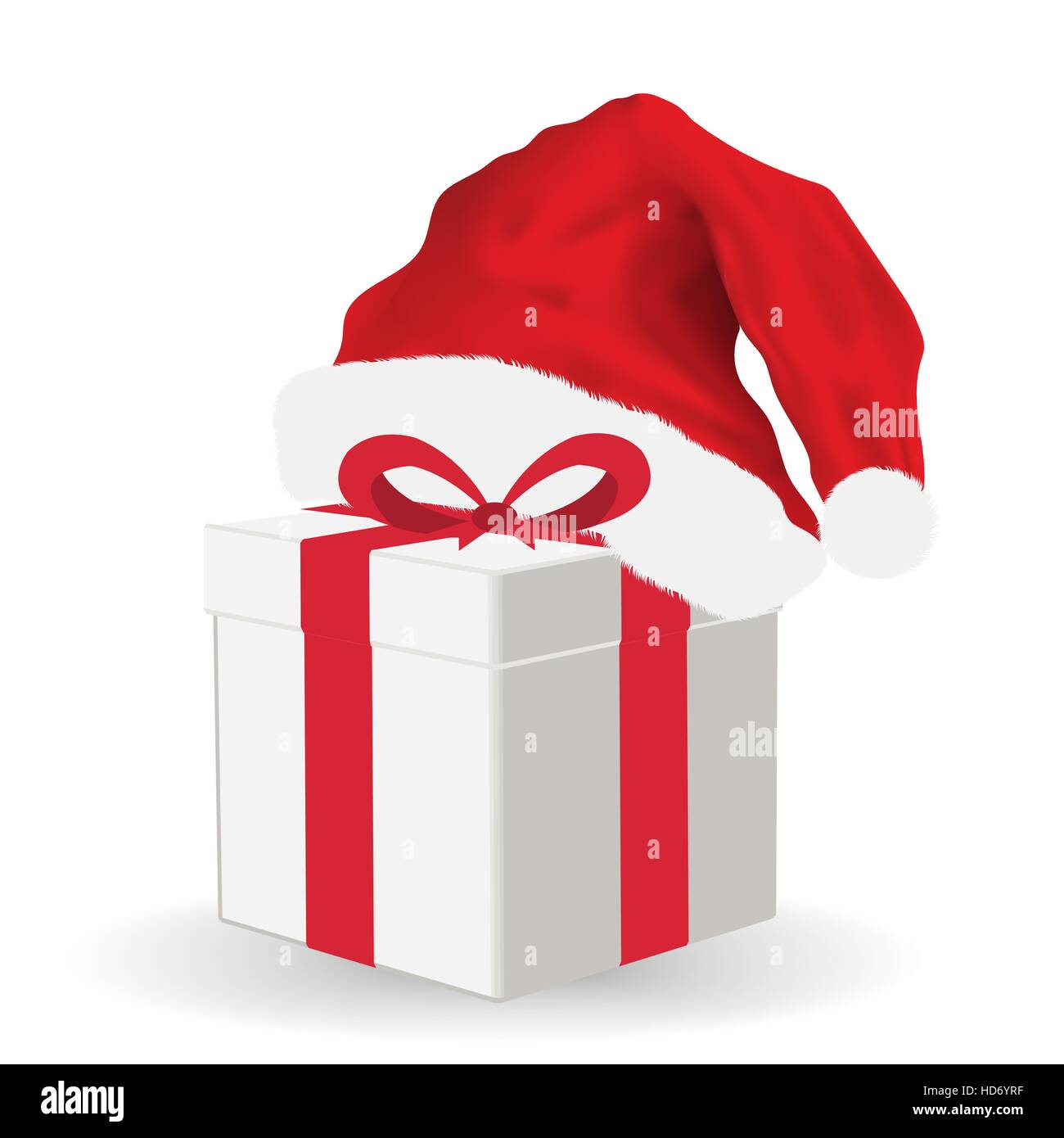 Geschenkbox mit Weihnachtsmann Mütze Stock Vektor