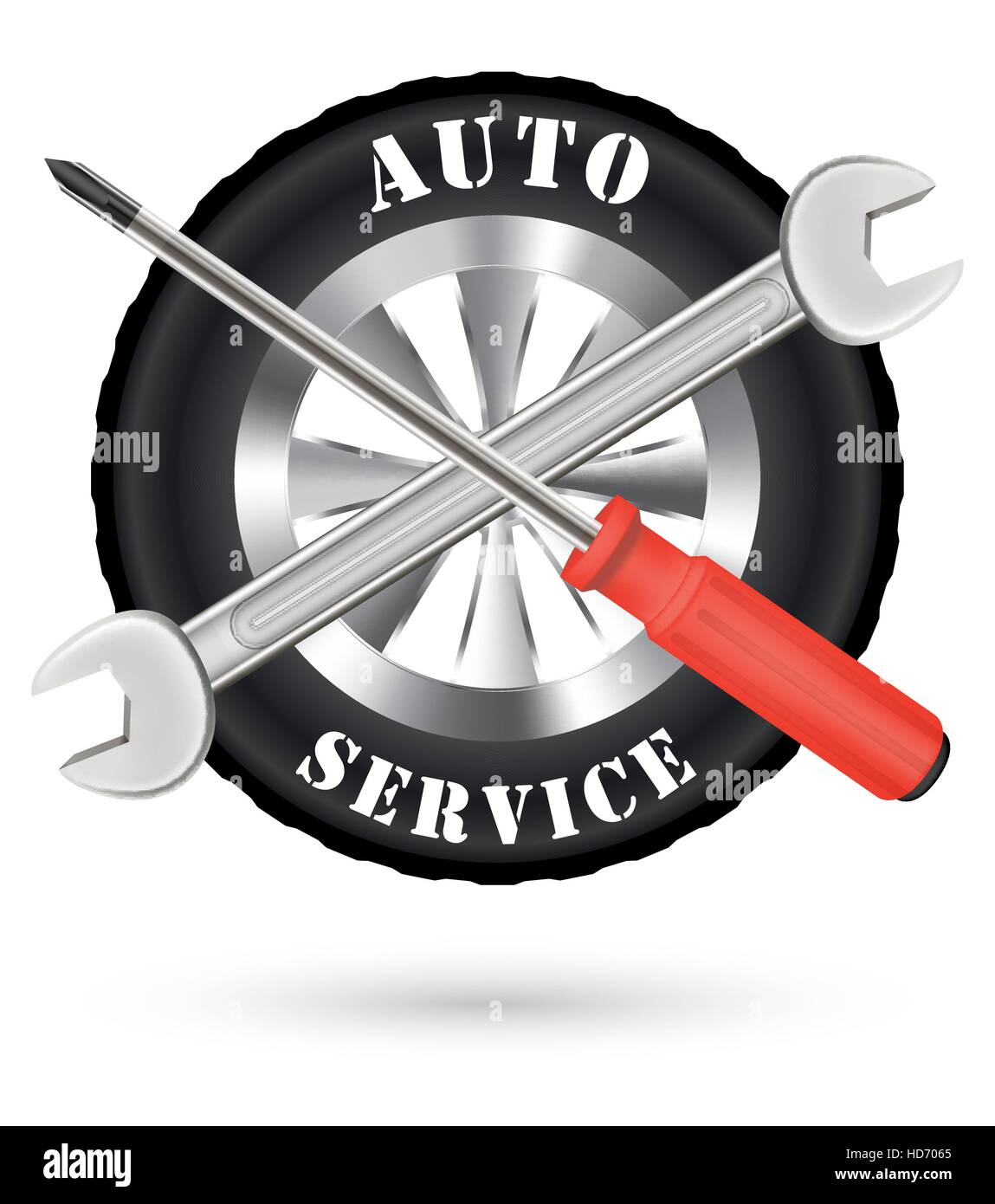Auto-Auto-Service-Logo mit Schraubendreher und Schraubenschlüssel Stock Vektor