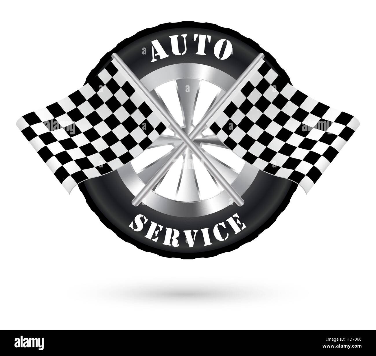 Auto-Auto-Service-Logo mit Rennflagge Stock Vektor