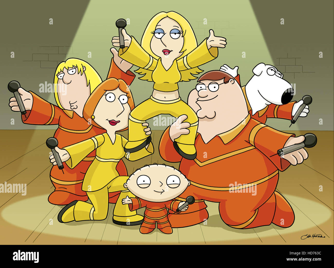 FAMILY GUY, (im Uhrzeigersinn von oben) Meg Griffin, Brian, der Hund, Peter Griffin, Stewie