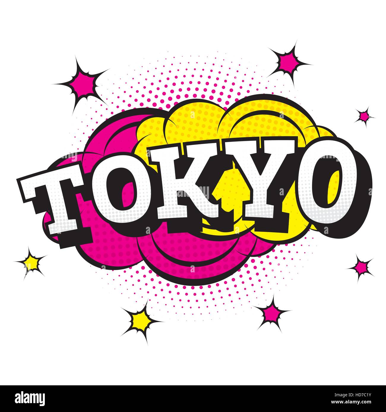 Tokyo. Comic-Text im Pop-Art-Stil. Vektor-Illustration. Stock Vektor