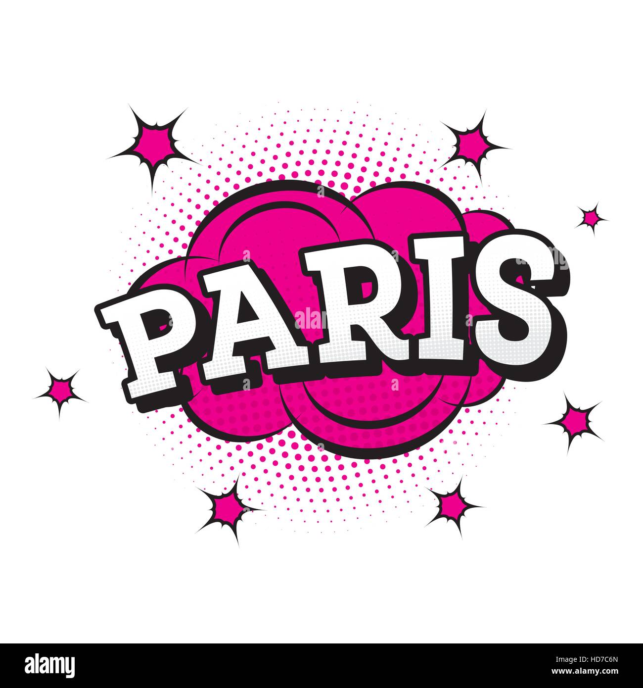 Paris. Comic-Text im Pop-Art-Stil. Vektor-Illustration. Stock Vektor