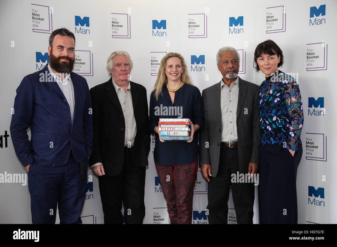 Die Richter für den Man Booker Prize mit: The Jury - Jon Day, David Harsent, Dr Amanda Foreman, Abdulrazak Gurnah und Olivia Williams wo: London, Vereinigtes Königreich wenn: 13 September 2016 Stockfoto