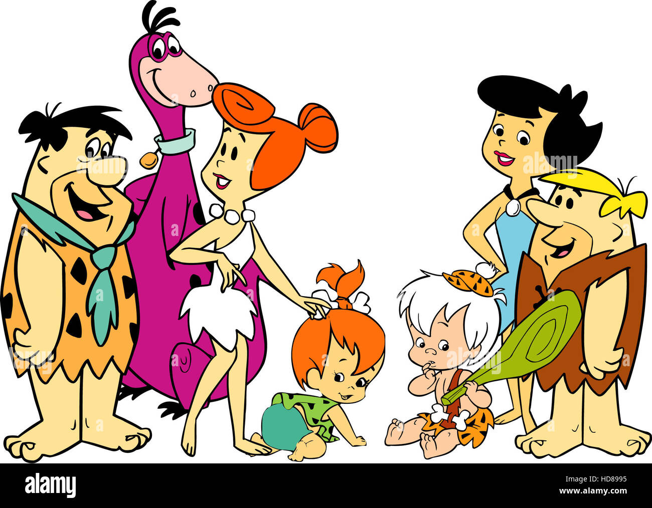 DIE Familie Feuerstein, Fred, Dino, Wilma, Kiesel, Bamm-Bamm, Betty, Barney, 1960-1966. Stockfoto