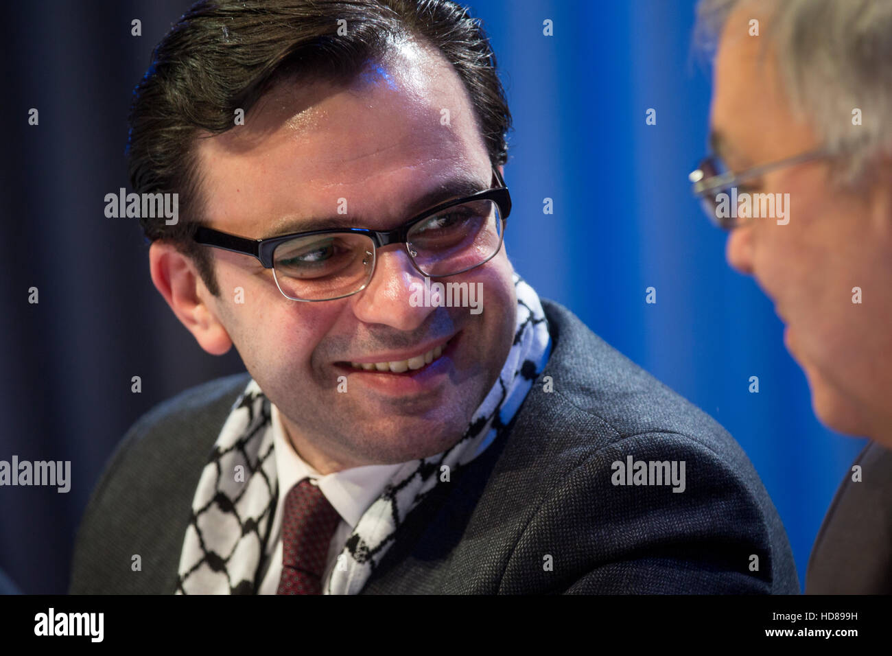 Palästina-Minister für Kultur Angelegenheiten, Dr. Ihab Bseiso während der Öffnungszeiten Palästina Kulturtage in Moskau Stockfoto