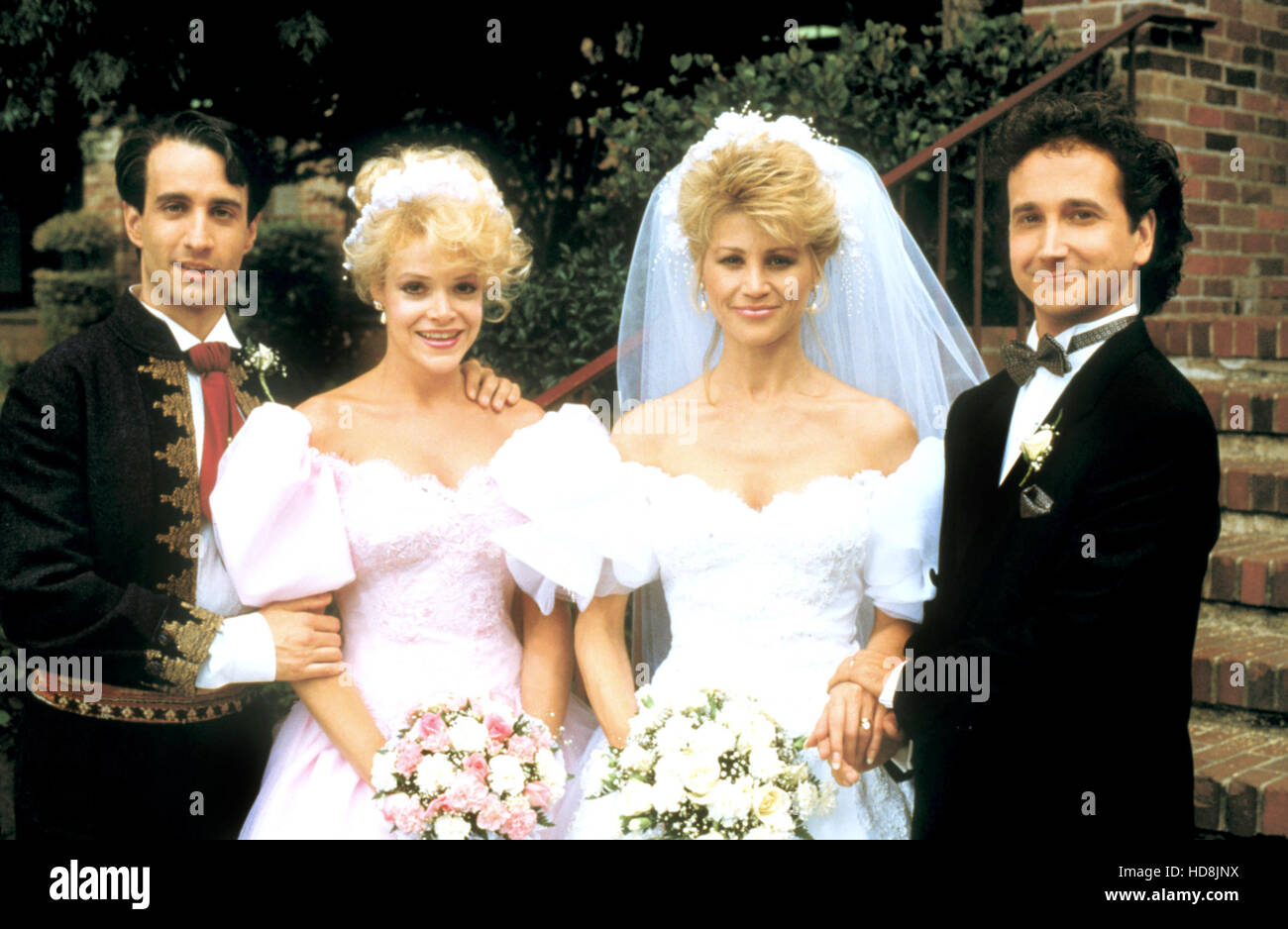 PERFECT STRANGERS, Bronson Pinchot, Rebeca Arthur, Melanie Wilson, Mark Linn Baker, "The Wedding", Staffel 7 (ausgestrahlt: 27.09.91), Stockfoto