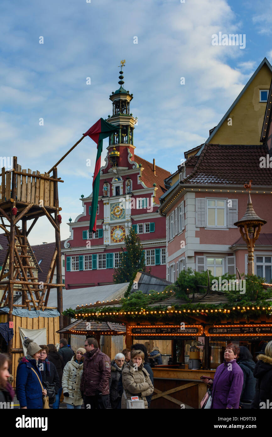 Esslingen am Neckar: Weihnachtsmarkt, Rathaus, Region Stuttgart, Baden-Württemberg, Deutschland Stockfoto