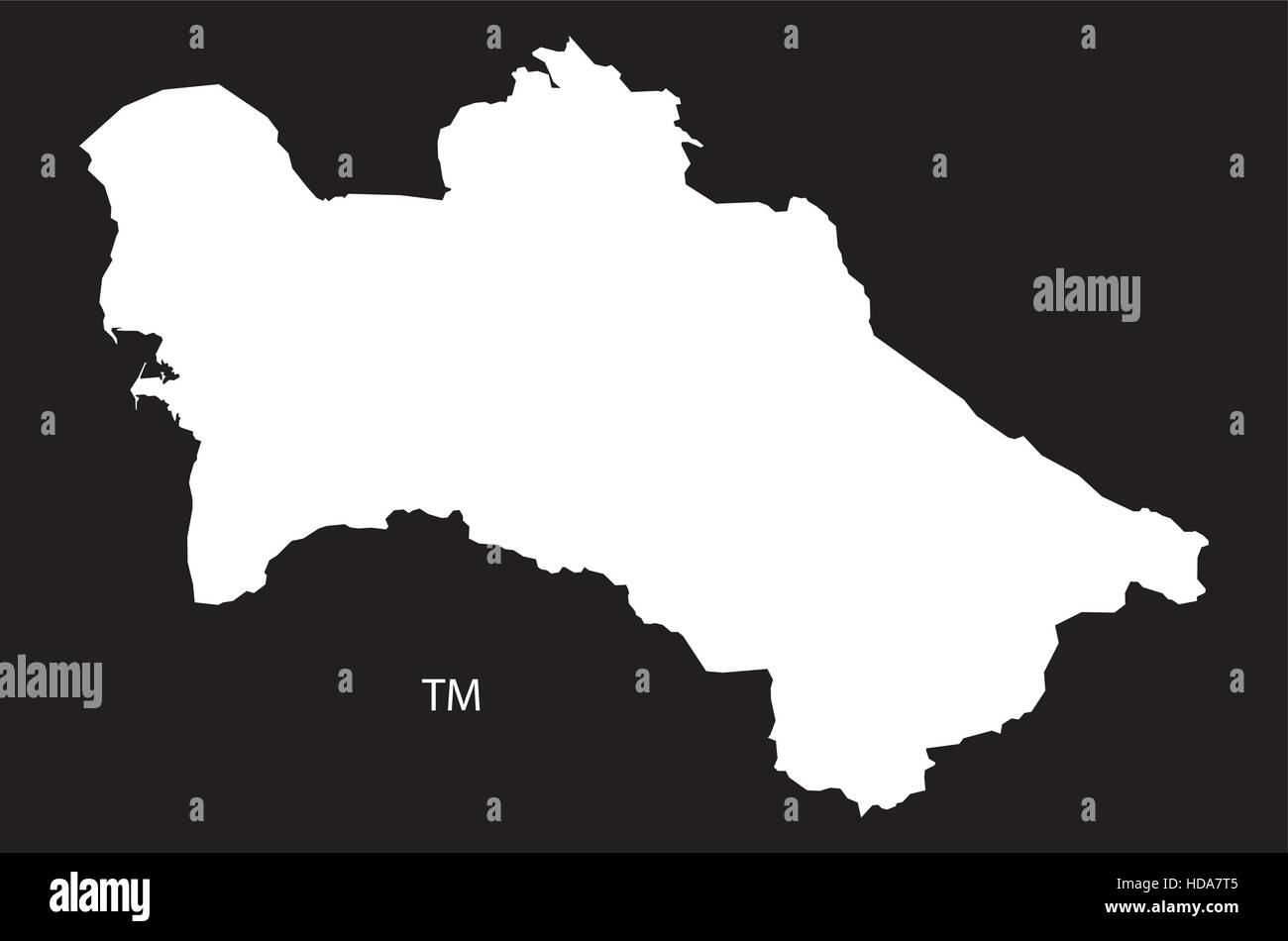 Turkmenistan Karte schwarz-weiß-Abbildung Stock Vektor