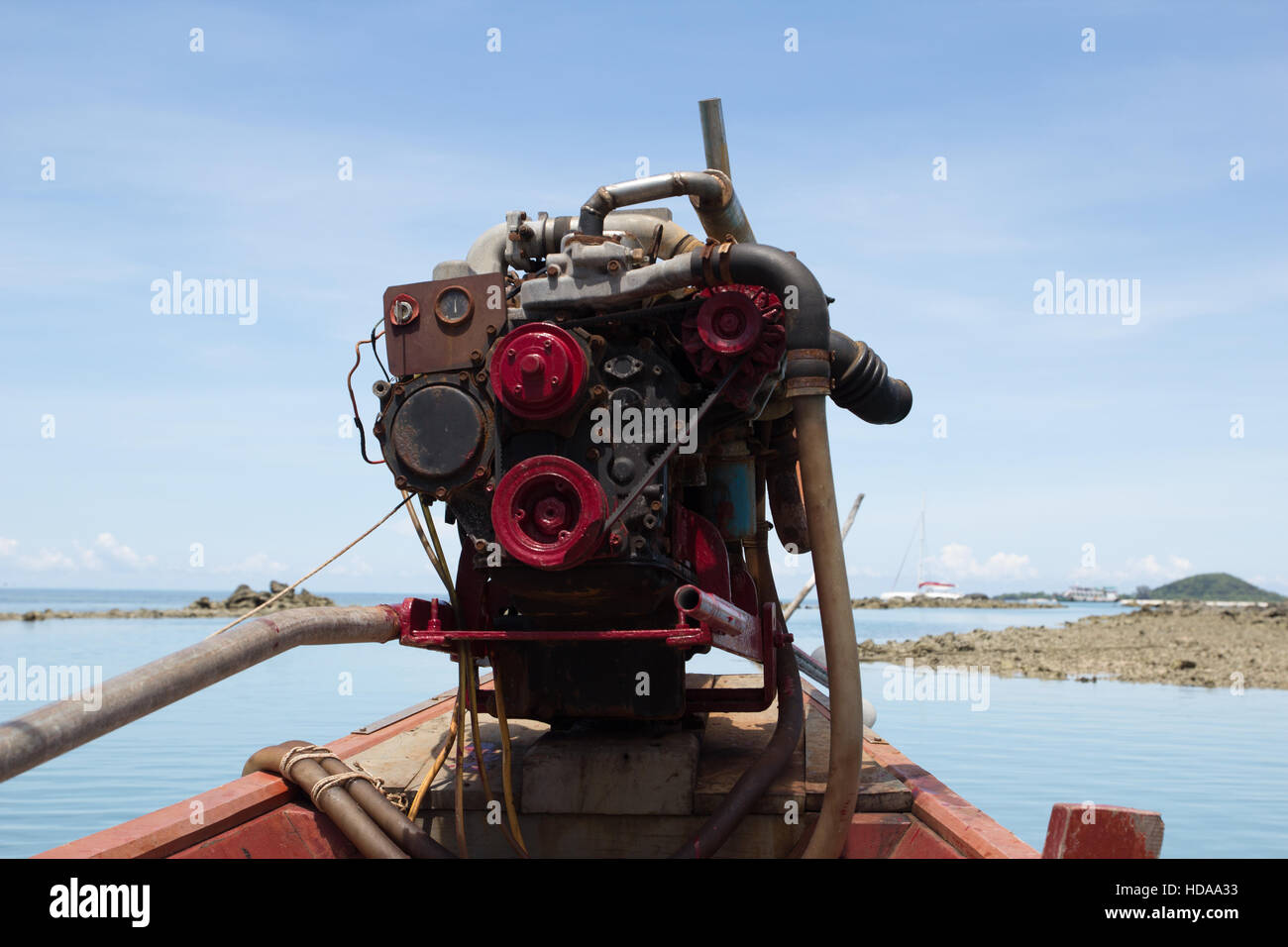 Motor von einem longboat Stockfoto