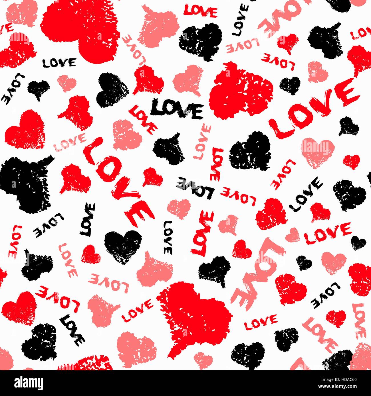 Herzen Valentine Hintergrund mit bemalten Liebe Wort Stock Vektor