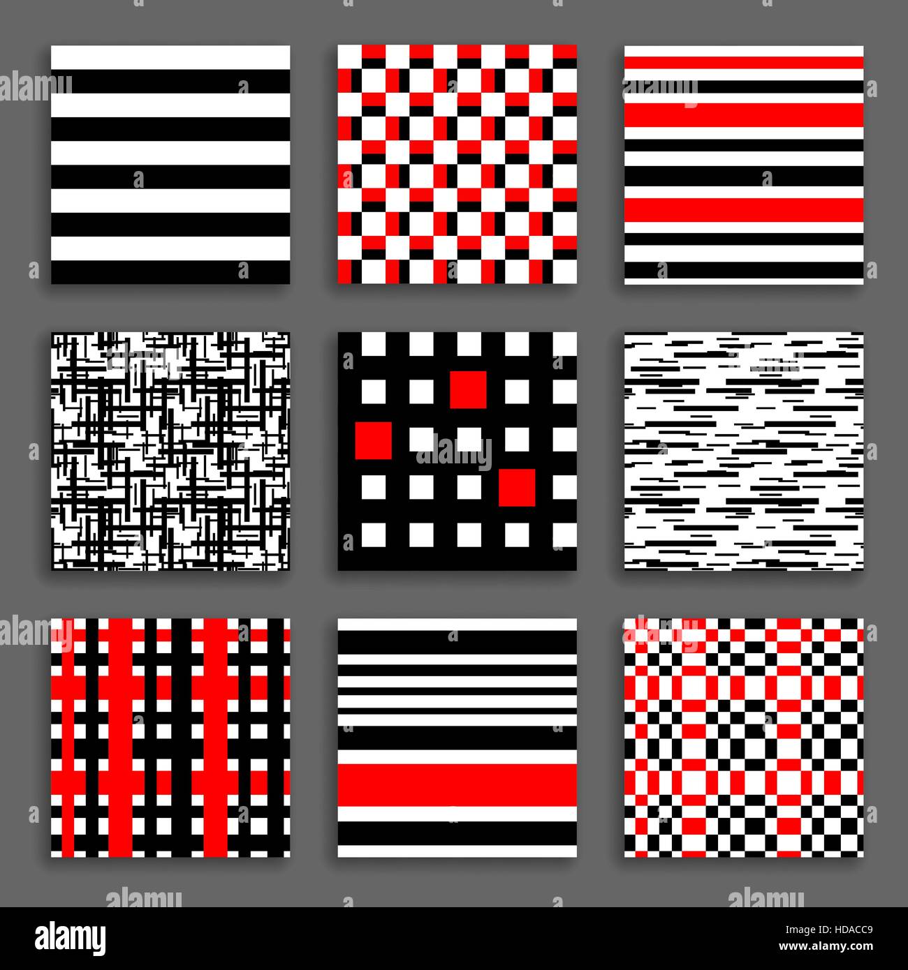 Gestreiften und karierten Muster-Set Stock Vektor