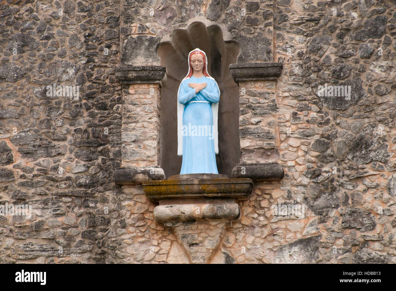 Statue der Nuestra Señora de Loreto geformt durch Lincoln Borglum, Presidio La Bahia, Goliad, Texas Stockfoto