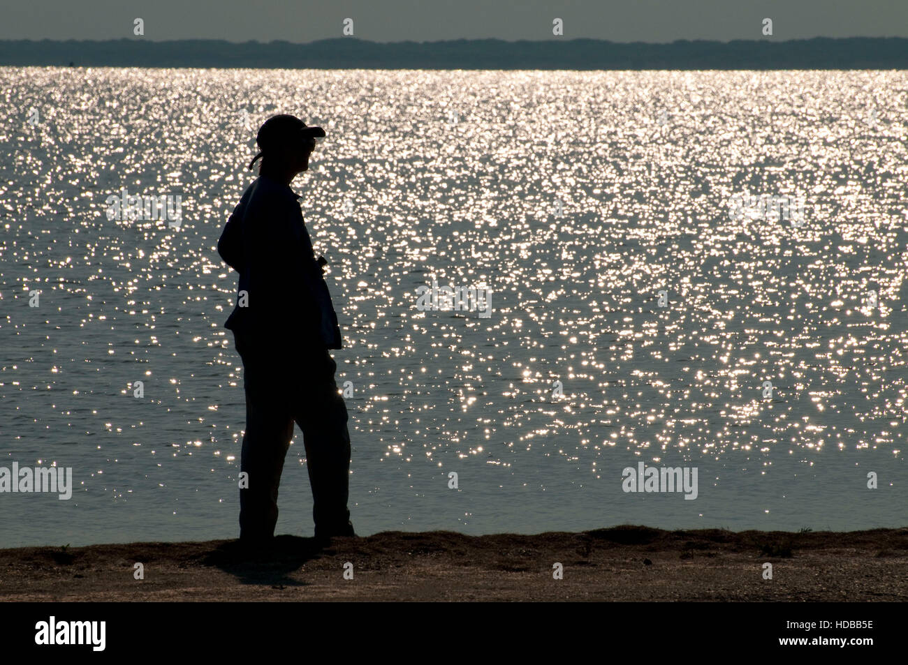 Laguna Madre Silhouette, Padre Island National Seashore, Texas Stockfoto