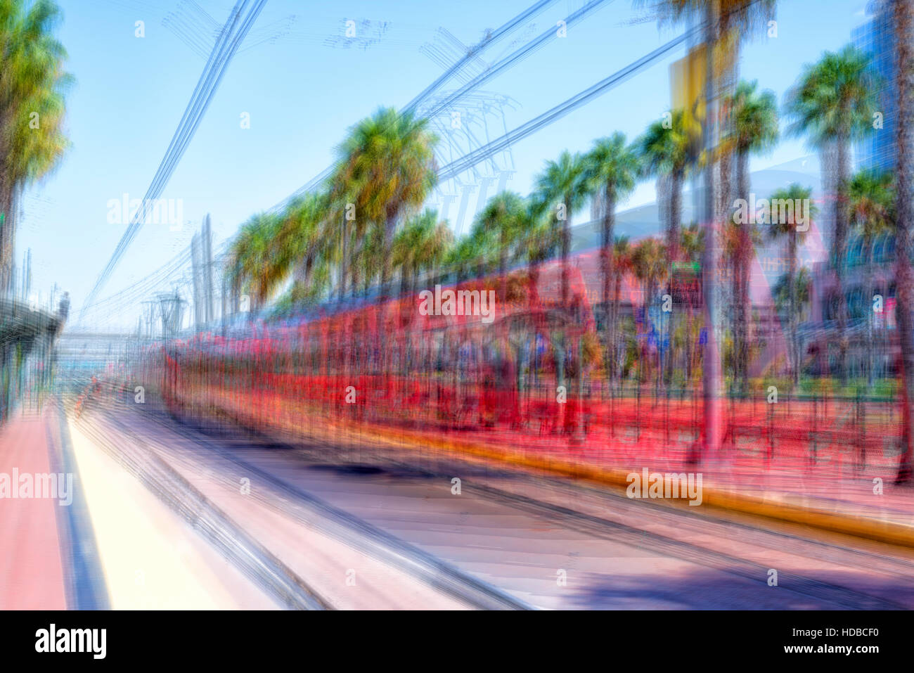 San Diego, Kalifornien, USA. Impressionistischen Foto der San Diego Trolley. Stockfoto