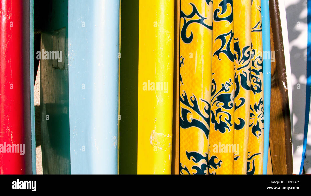 Surfboards Waikiki Strand Honolulu Hawaii USA Stockfoto