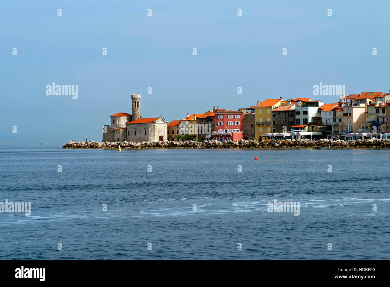 Piran: Kap Madona mit Kirche Sv. Clemente (Altstadt) Slowenien Stockfoto