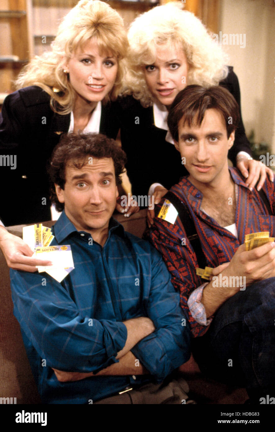 PERFECT STRANGERS, Mark Linn-Baker, Melanie Wilson, Rebecca Arthur, Bronson Pinchot, 1986-93, Episode "The Lottery" ausgestrahlt Stockfoto
