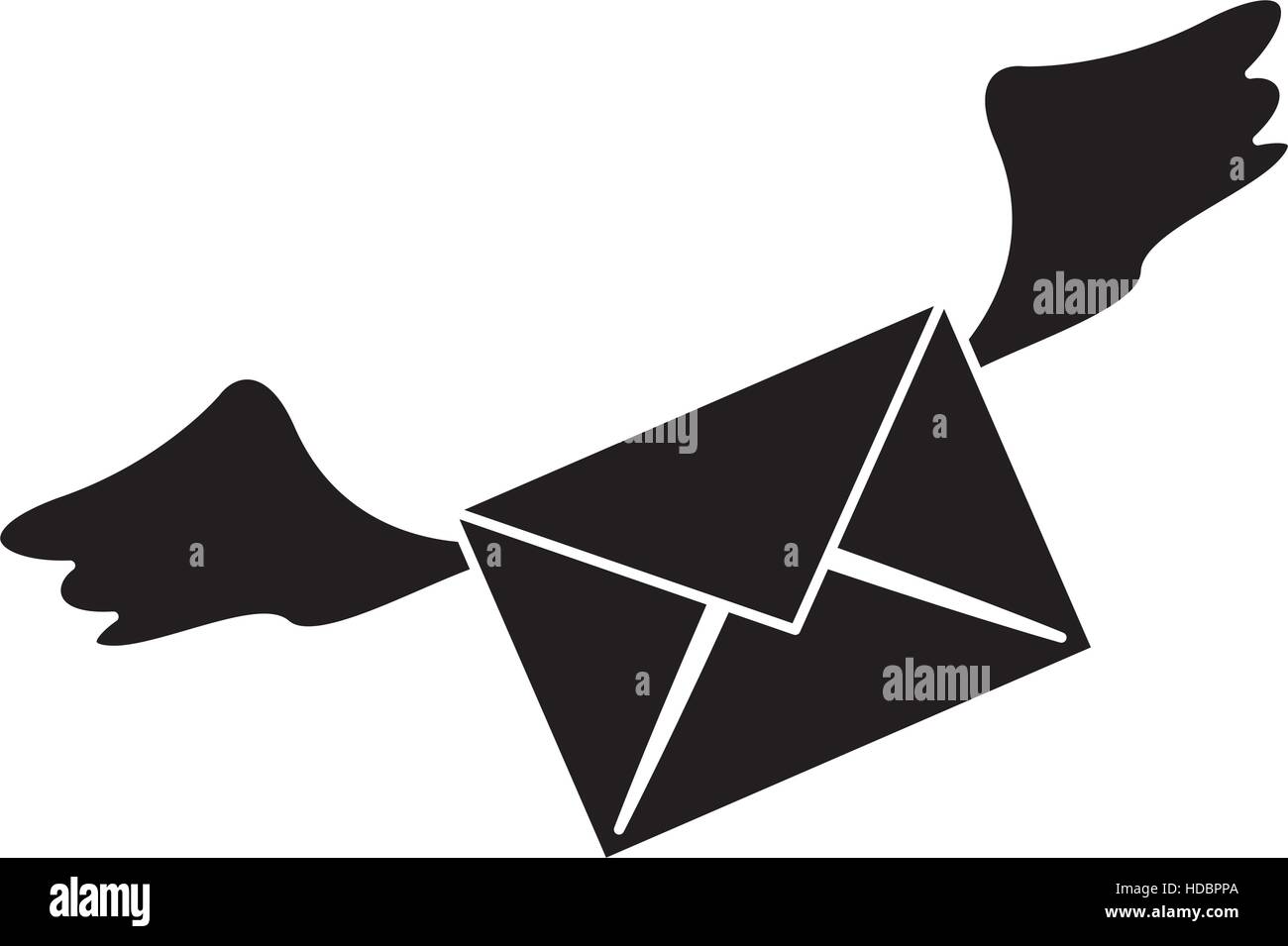 Silhouette geflügelte e-Mail Umschlag Mail express Stock Vektor