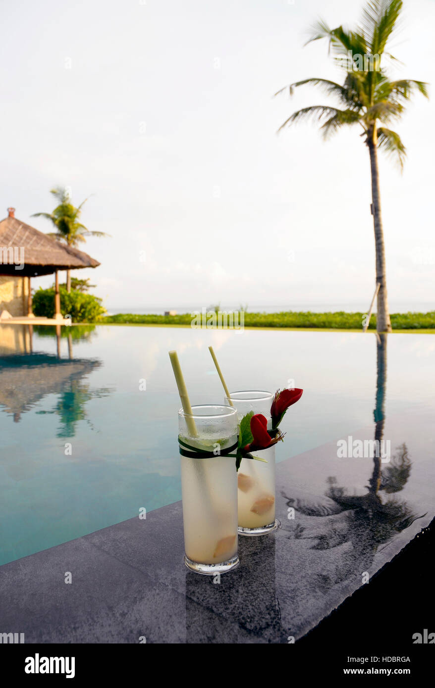 Cocktail, Cocktail am Pool, Bali, Bali Island, Indonesien Stockfoto