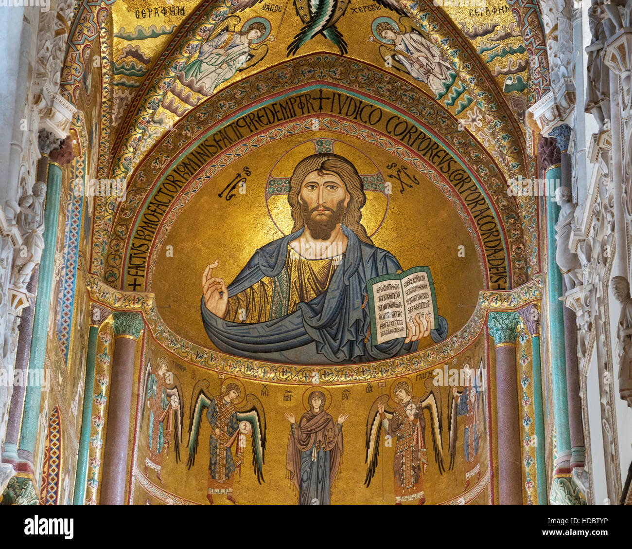 Christus Pantokrator, Mosaik, Santissimo Salvatore Cathedral, Cefalu, Sizilien, Italien Stockfoto